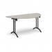 Semi circular folding leg table with black legs and curved foot rails 1600mm x 800mm - Light Grey CFL1600S-K-LG