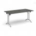 Rectangular folding leg table with silver legs and curved foot rails 1600mm x 800mm - Onyx Grey CFL1600-S-OG