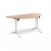 Semi circular folding leg table with white legs and curved foot rails 1600mm x 800mm - beech CFL1600S-WH-B