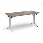 Rectangular folding leg table with white legs and curved foot rails 1600mm x 800mm - Barcelona Walnut CFL1600-WH-BW