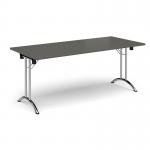Rectangular folding leg table with chrome legs and curved foot rails 1800mm x 800mm - Onyx Grey CFL1800-C-OG