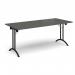 Rectangular folding leg table with black legs and curved foot rails 1800mm x 800mm - Onyx Grey CFL1800-K-OG