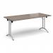 Rectangular folding leg table with silver legs and curved foot rails 1800mm x 800mm - Barcelona Walnut CFL1800-S-BW
