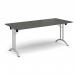 Rectangular folding leg table with silver legs and curved foot rails 1800mm x 800mm - Onyx Grey CFL1800-S-OG