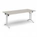 Rectangular folding leg table with white legs and curved foot rails 1800mm x 800mm - Light Grey CFL1800-WH-LG