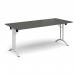 Rectangular folding leg table with white legs and curved foot rails 1800mm x 800mm - Onyx Grey CFL1800-WH-OG