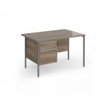 Contract 25 straight desk with 2 drawer pedestal and graphite H-Frame leg 1200mm x 800mm - Nebraska Oak Top CH12S2-G-NO