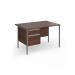 Contract 25 straight desk with 2 drawer pedestal and graphite H-Frame leg 1200mm x 800mm - walnut top CH12S2-G-W