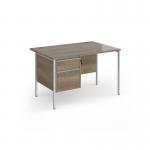 Contract 25 straight desk with 2 drawer pedestal and silver H-Frame leg 1200mm x 800mm - Nebraska Oak Top CH12S2-S-NO