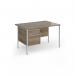 Contract 25 straight desk with 2 drawer pedestal and silver H-Frame leg 1200mm x 800mm - Nebraska Oak Top CH12S2-S-NO