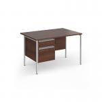 Contract 25 straight desk with 2 drawer pedestal and silver H-Frame leg 1200mm x 800mm - walnut top CH12S2-S-W