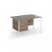 Contract 25 straight desk with 2 drawer pedestal and white H-Frame leg 1200mm x 800mm - Nebraska Oak Top CH12S2-WH-NO
