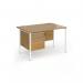Contract 25 straight desk with 2 drawer pedestal and white H-Frame leg 1200mm x 800mm - oak top CH12S2-WH-O