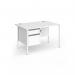 Contract 25 straight desk with 2 drawer pedestal and white H-Frame leg 1200mm x 800mm - white top CH12S2-WH-WH