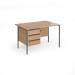 Contract 25 straight desk with 3 drawer pedestal and graphite H-Frame leg 1200mm x 800mm - beech top CH12S3-G-B