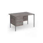 Contract 25 straight desk with 3 drawer pedestal and graphite H-Frame leg 1200mm x 800mm - grey oak top CH12S3-G-GO