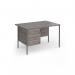 Contract 25 straight desk with 3 drawer pedestal and graphite H-Frame leg 1200mm x 800mm - grey oak top CH12S3-G-GO