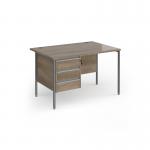 Contract 25 straight desk with 3 drawer pedestal and graphite H-Frame leg 1200mm x 800mm - Nebraska Oak Top CH12S3-G-NO