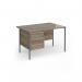 Contract 25 straight desk with 3 drawer pedestal and graphite H-Frame leg 1200mm x 800mm - Nebraska Oak Top CH12S3-G-NO