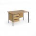 Contract 25 straight desk with 3 drawer pedestal and graphite H-Frame leg 1200mm x 800mm - oak top CH12S3-G-O