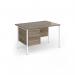 Contract 25 straight desk with 3 drawer pedestal and white H-Frame leg 1200mm x 800mm - Nebraska Oak Top CH12S3-WH-NO