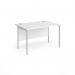 Contract 25 straight desk with silver H-Frame leg 1200mm x 800mm - white top CH12S-S-WH