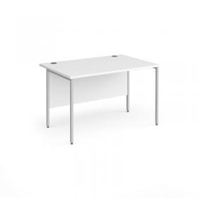 Contract 25 straight desk with silver H-Frame leg 1200mm x 800mm - white top CH12S-S-WH