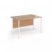 Contract 25 straight desk with white H-Frame leg 1200mm x 800mm - beech top CH12S-WH-B