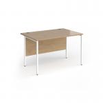 Contract 25 straight desk with white H-Frame leg 1200mm x 800mm - kendal oak top CH12S-WH-KO