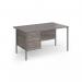 Contract 25 straight desk with 2 drawer pedestal and graphite H-Frame leg 1400mm x 800mm - grey oak top CH14S2-G-GO