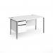 Contract 25 straight desk with 2 drawer pedestal and graphite H-Frame leg 1400mm x 800mm - white top CH14S2-G-WH