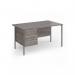 Contract 25 straight desk with 3 drawer pedestal and graphite H-Frame leg 1400mm x 800mm - grey oak top CH14S3-G-GO
