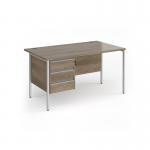 Contract 25 straight desk with 3 drawer pedestal and silver H-Frame leg 1400mm x 800mm - Nebraska Oak Top CH14S3-S-NO