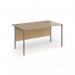 Contract 25 straight desk with graphite H-Frame leg 1400mm x 800mm - kendal oak top CH14S-G-KO
