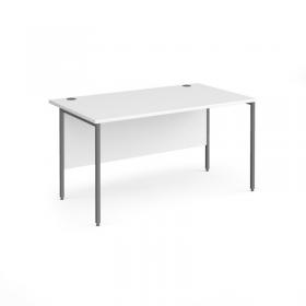 Contract 25 straight desk with graphite H-Frame leg 1400mm x 800mm - white top CH14S-G-WH