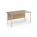 Contract 25 straight desk with silver H-Frame leg 1400mm x 800mm - kendal oak top CH14S-S-KO