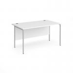 Contract 25 straight desk with silver H-Frame leg 1400mm x 800mm - white top CH14S-S-WH