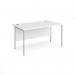 Contract 25 straight desk with silver H-Frame leg 1400mm x 800mm - white top CH14S-S-WH