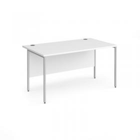 Contract 25 straight desk with silver H-Frame leg 1400mm x 800mm - white top CH14S-S-WH