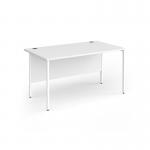 Contract 25 straight desk with white H-Frame leg 1400mm x 800mm - white top CH14S-WH-WH