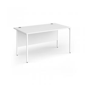 Contract 25 straight desk with white H-Frame leg 1400mm x 800mm - white top CH14S-WH-WH