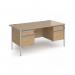 Contract 25 straight desk with 2 and 2 drawer pedestals and silver H-Frame leg 1600mm x 800mm - kendal oak top CH16S22-S-KO