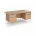 Contract 25 straight desk with 2 and 2 drawer pedestals and white H-Frame leg 1600mm x 800mm - beech top CH16S22-WH-B