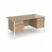 Contract 25 straight desk with 2 and 2 drawer pedestals and white H-Frame leg 1600mm x 800mm - kendal oak top CH16S22-WH-KO