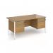 Contract 25 straight desk with 2 and 2 drawer pedestals and white H-Frame leg 1600mm x 800mm - oak top CH16S22-WH-O