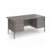 Contract 25 straight desk with 2 and 3 drawer pedestals and graphite H-Frame leg 1600mm x 800mm - grey oak top CH16S23-G-GO