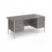 Contract 25 straight desk with 2 and 3 drawer pedestals and silver H-Frame leg 1600mm x 800mm - grey oak top CH16S23-S-GO