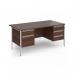Contract 25 straight desk with 2 and 3 drawer pedestals and silver H-Frame leg 1600mm x 800mm - walnut top CH16S23-S-W