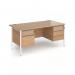 Contract 25 straight desk with 2 and 3 drawer pedestals and white H-Frame leg 1600mm x 800mm - beech top CH16S23-WH-B