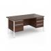Contract 25 straight desk with 2 and 3 drawer pedestals and white H-Frame leg 1600mm x 800mm - walnut top CH16S23-WH-W